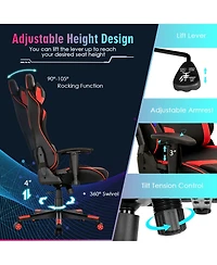 Gymax Gaming Chair Adjustable Swivel Computer Chair w/ Dynamic Led Lights