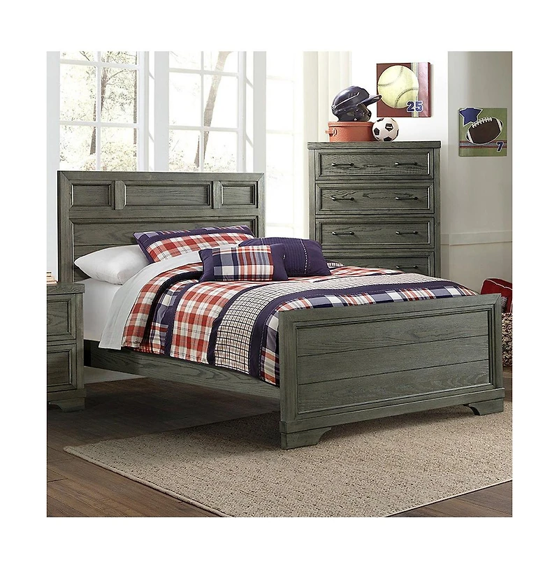 Westwood Design Foundry Traditional Wood Complete Full Bed in Brushed Pewter