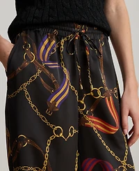 Lauren Ralph Petite Belting Print Wide Leg Pants