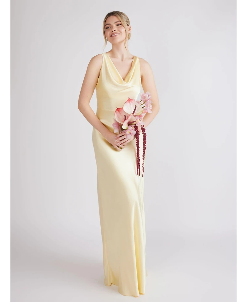 Six Stories Cowl Front Satin Bridesmaid Dress