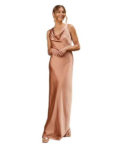 Six Stories Cowl Front Satin Bridesmaid Dress