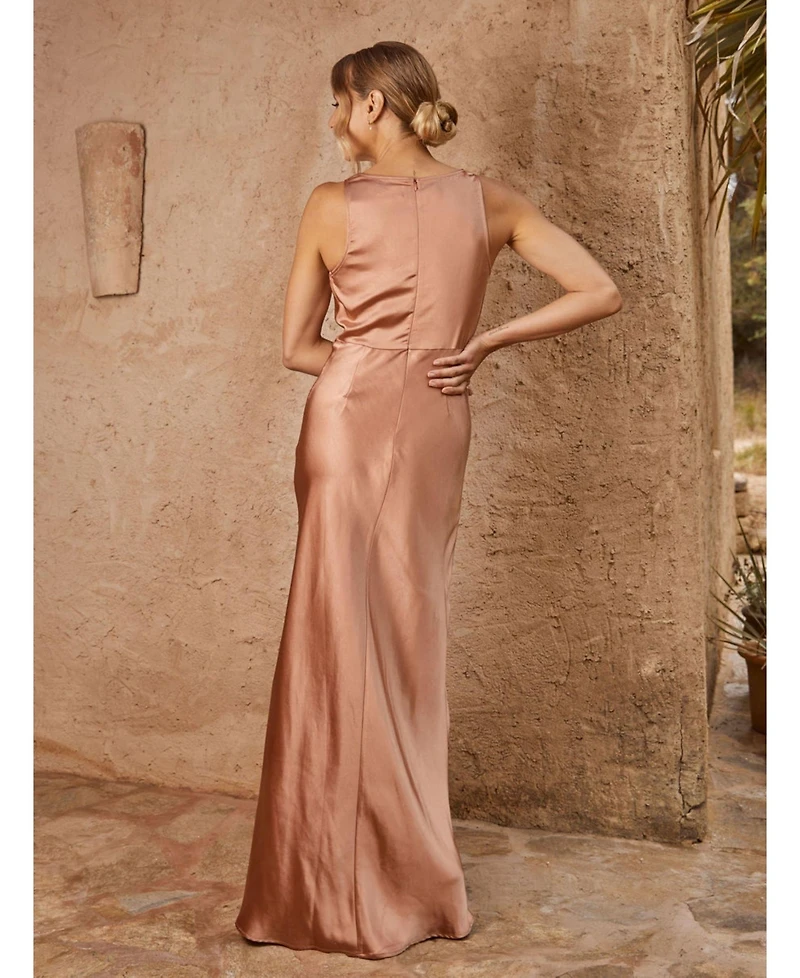 Six Stories Cowl Front Satin Bridesmaid Dress