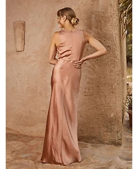 Six Stories Cowl Front Satin Bridesmaid Dress