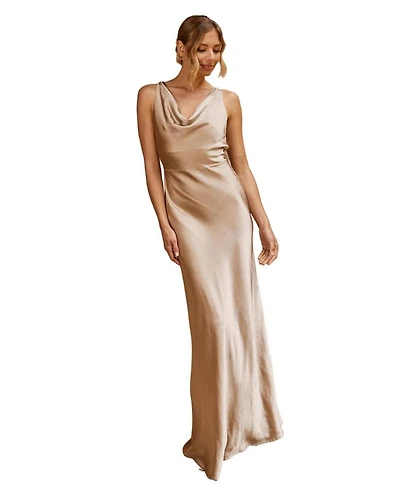Six Stories Cowl Front Satin Bridesmaid Dress