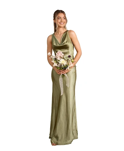 Six Stories Cowl Front Satin Bridesmaid Dress