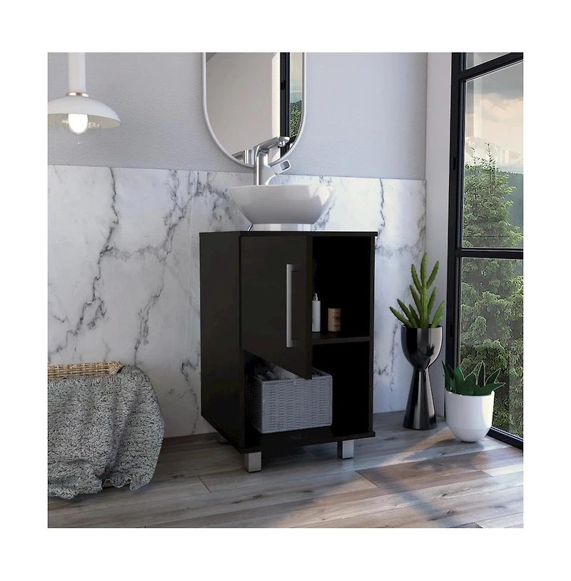 Tuhome Gouda 18"" Bathroom Vanity Black Mdf