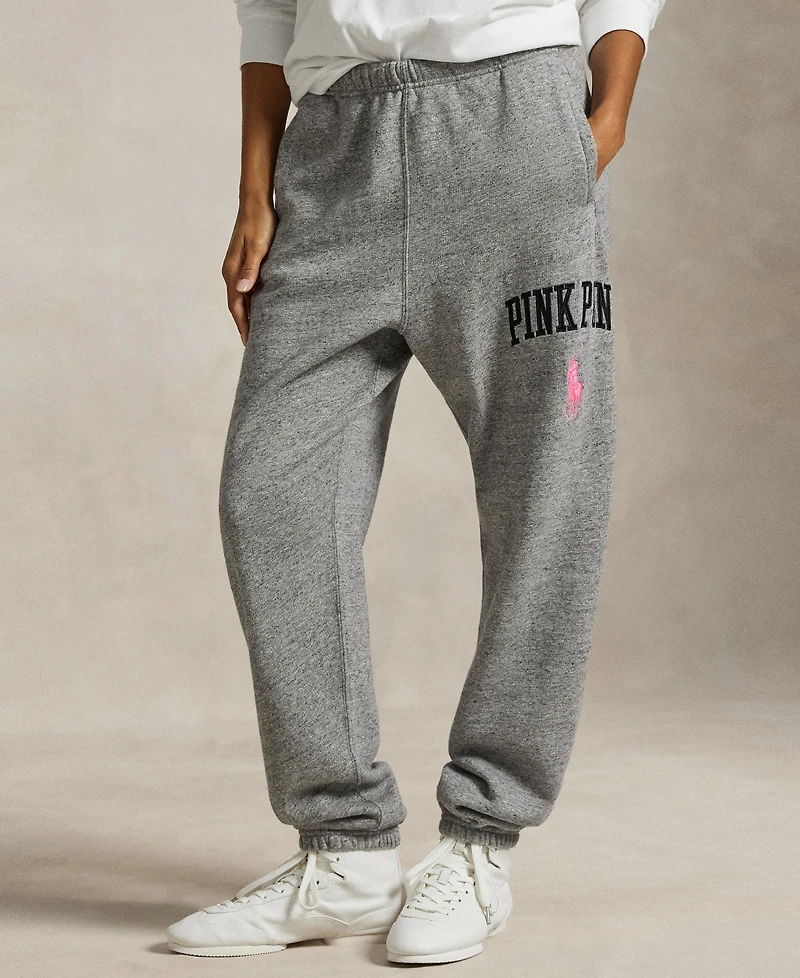Polo Ralph Lauren Women's Pink Pony Mid-Rise Sweatpants