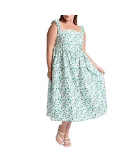 Eloquii Women's Poplin Midi Dress W Corset Details