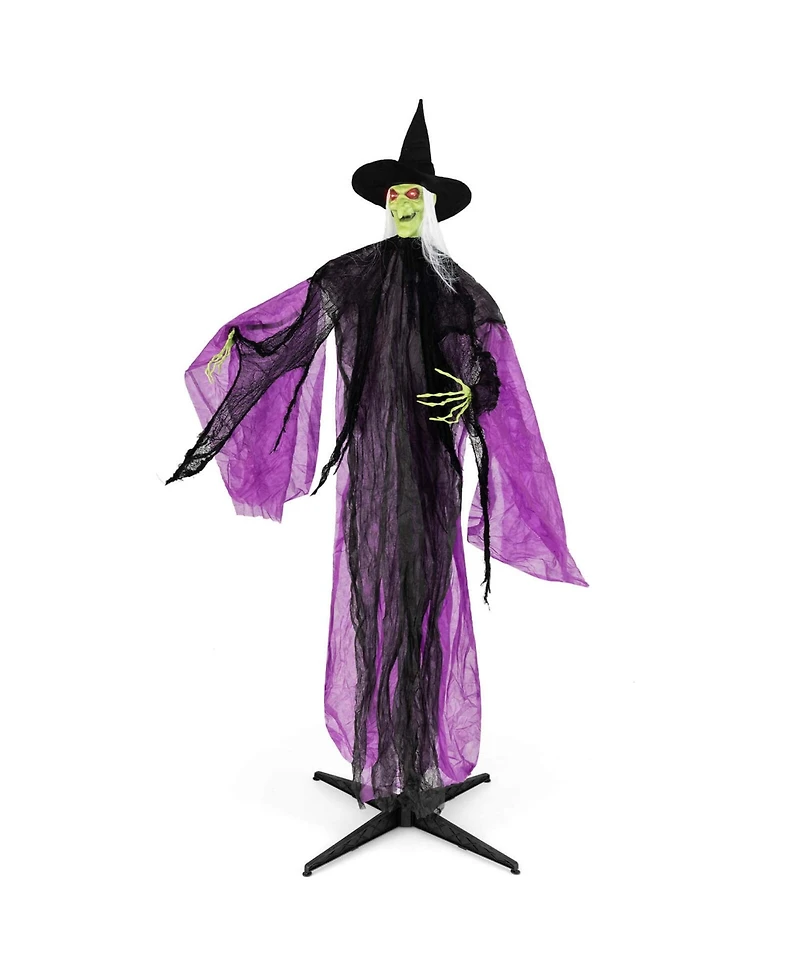 Costway 7.2 Ft Halloween Animatronic Witch with Light up Eyes Creepy Sounds & Movements