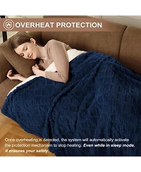 Queen Size Tufted Sherpa Electric Heated Blanket with Dual Control, 84" x 90"