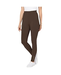 Woman Within Plus Stretch Cotton Snap-Trim Legging