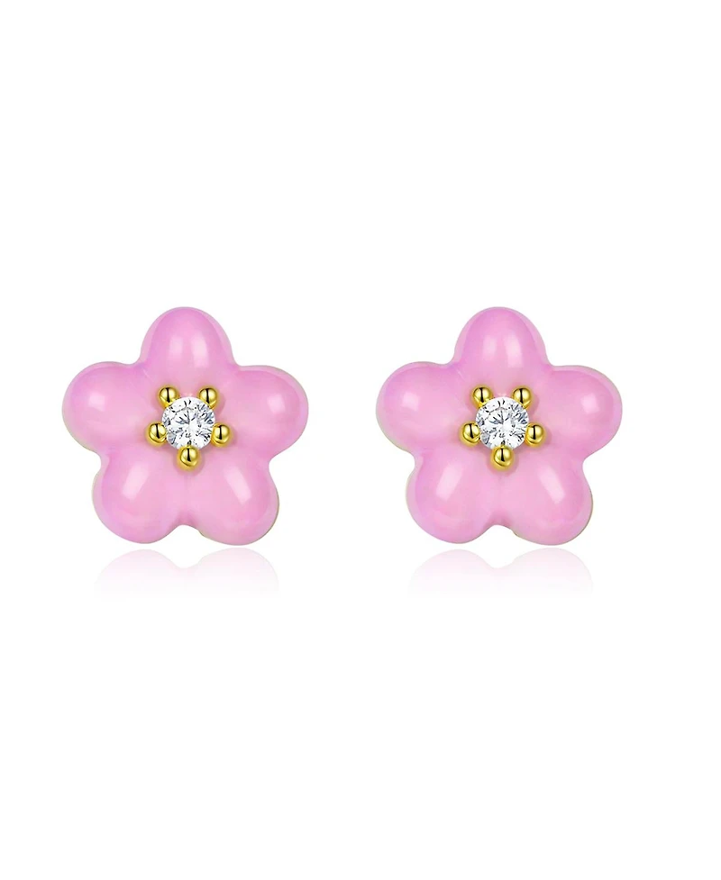 Anna Zuckerman Petit Daisy Pink Earrings