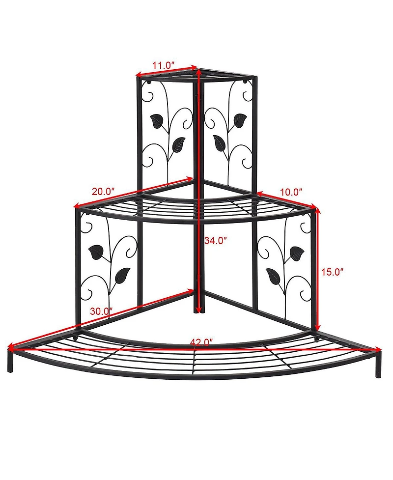 Costway 3 Tier Floral Corner Plant Stand Metal Flower Pot Rack Stair Display Ladder