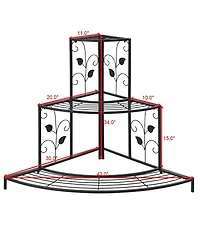 Costway 3 Tier Floral Corner Plant Stand Metal Flower Pot Rack Stair Display Ladder