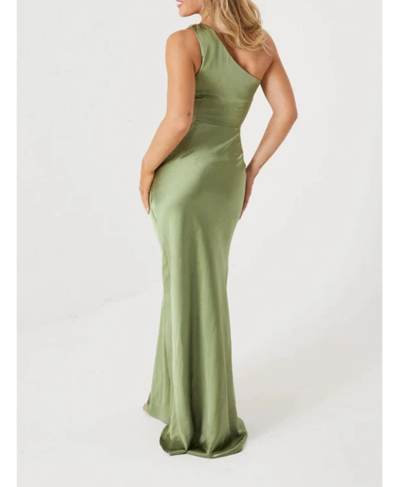 Six Stories Women's One Shoulder Satin Bridesmaid Dress