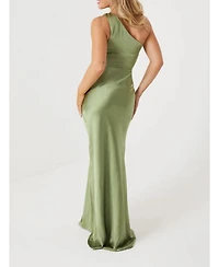 Six Stories Women's One Shoulder Satin Bridesmaid Dress