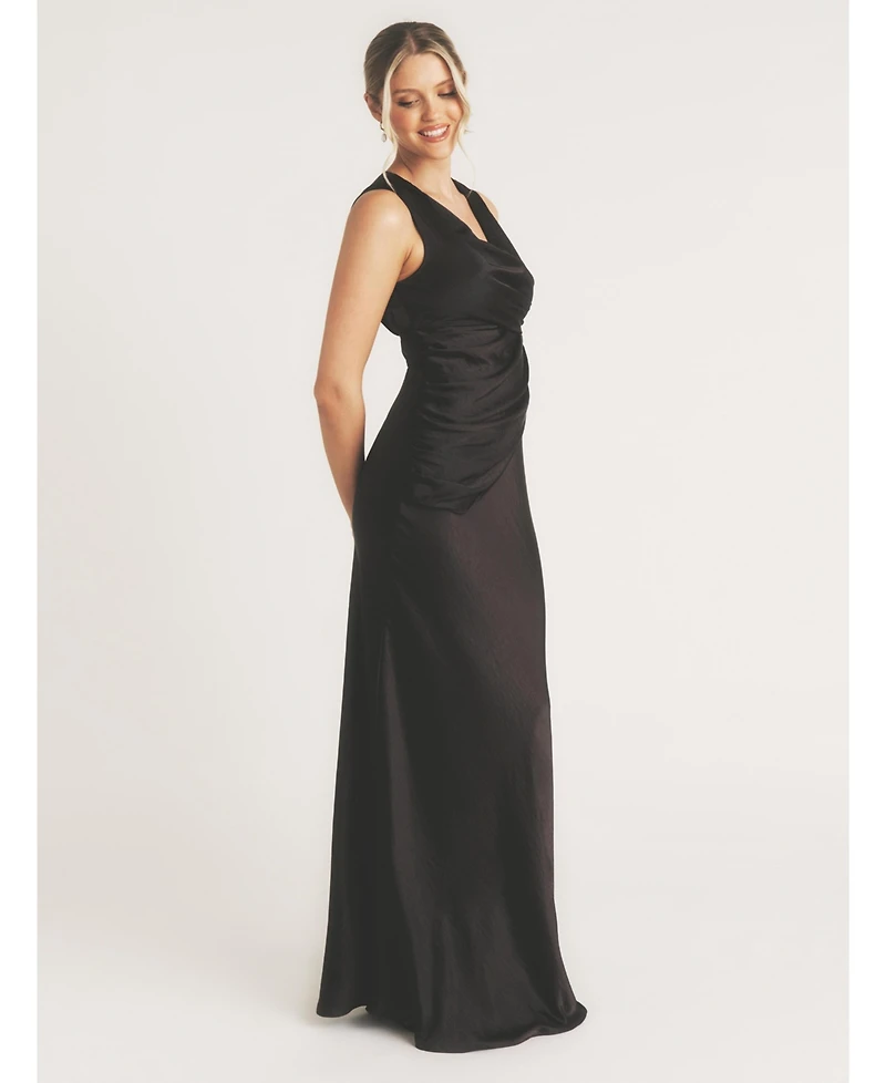 Six Stories Plunge Drape Satin Bridesmaid Dress