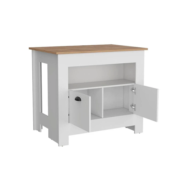 We Have Furniture Kitchen Island Geneva, Kitchen, White / Macadamia