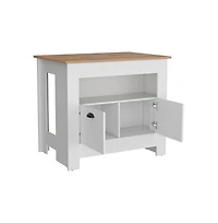 We Have Furniture Kitchen Island Geneva, Kitchen, White / Macadamia