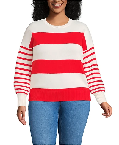 Lands' End Plus Drifter Jersey Crewneck Sweater