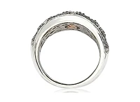 Suzy Levian Sterling Silver & Created White Sapphire Pave Zig Zag Ring