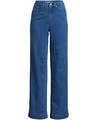 Lands' End Women's Petite Soft Denim High Rise Wide Leg Braided Jeans