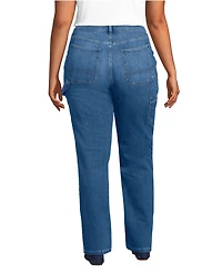 Lands' End Women's Plus Soft Denim High Rise Rail Straight Leg Utility Jeans