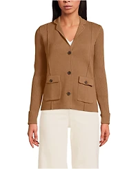 Lands' End Women's Drifter Ribbed Collared Blazer Sweater