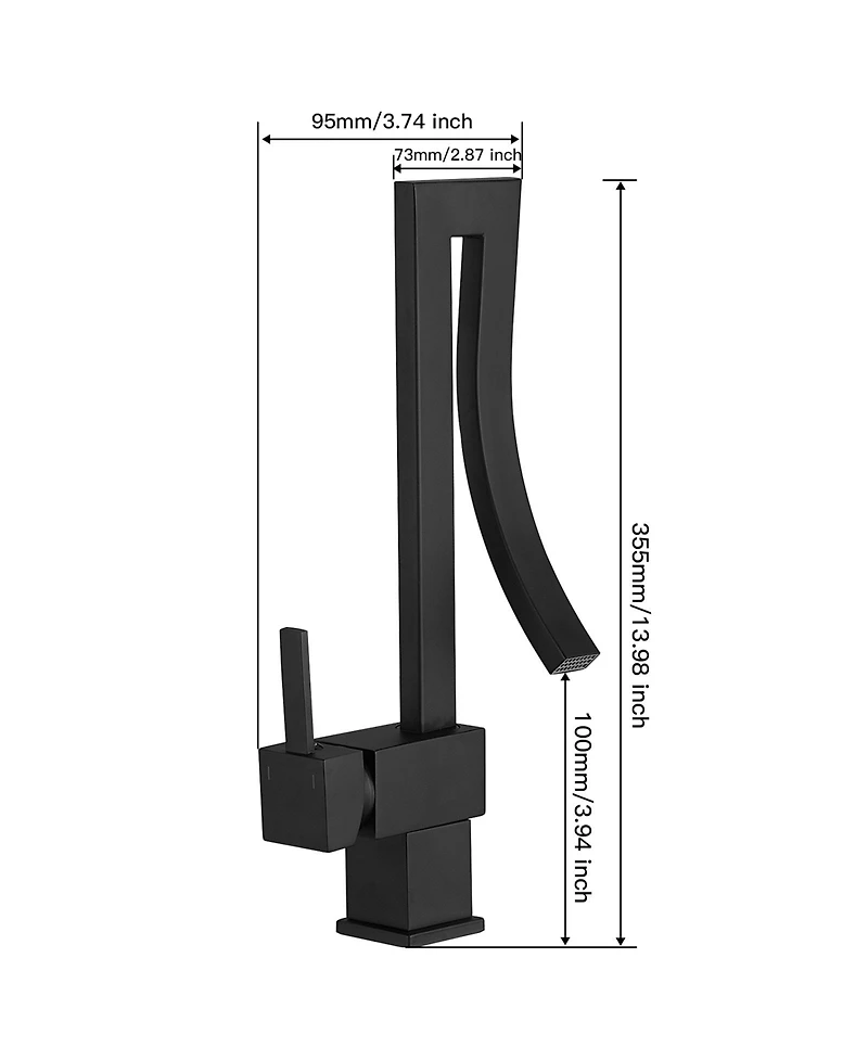 Greenspring Waterfall Unique Design Single Hole Single Handle Bathroom Sink Faucet In Matte Black
