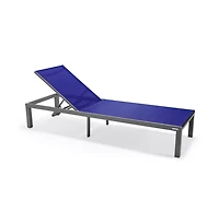 LeisureMod Marlin Patio Chaise Lounge Chair With Grey Aluminum Frame