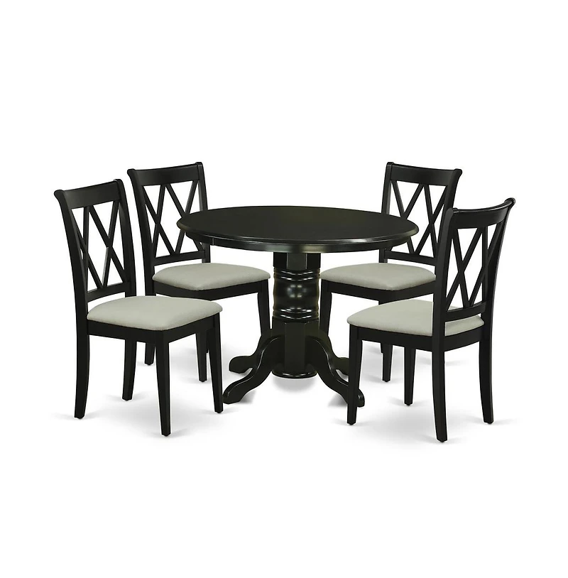 East West Furniture Dining Room Set Black, SHAB5-blk-61