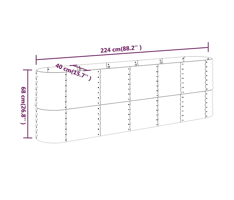 Garden Raised Bed Anthracite Powder-coated steel Large Durable