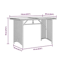 Garden Table Grey Pe rattan, powder-coated steel, solid acacia wood