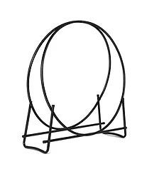 Costway 40-Inch Tubular Steel Log Hoop Firewood Storage Rack Holder Round Display