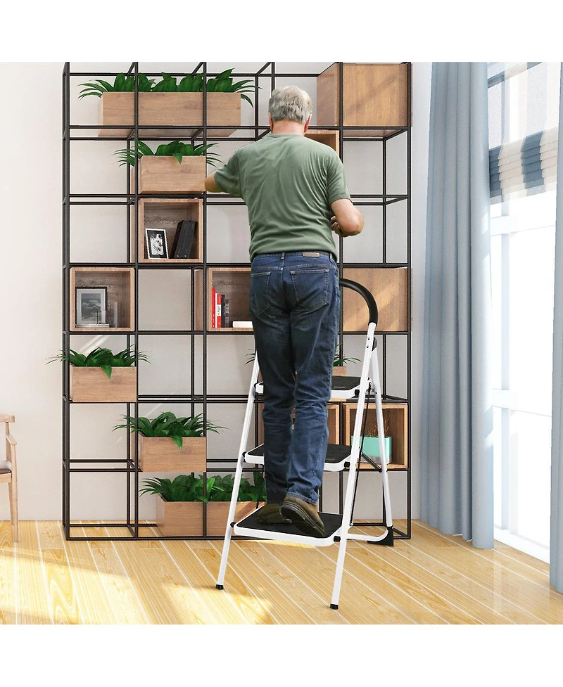 3 Step Ladder Folding Stool Heavy Duty 330Lbs Capacity Industrial Lightweight