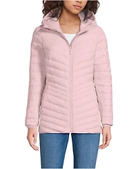 Lands' End Women's Petite Wanderweight Packable Down Hooded Long Jacket
