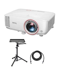 BenQ TH671ST Wuxga Full Hd Home Entertainment Dlp Projector for Gaming with Short Throw, 3000 Lumens Bundle with Laptop Stand and Accessory Tray, Hdmi