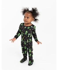 Leveret Baby Footed Cotton Pajamas - Alien Print - Matching Family Halloween Pajamas