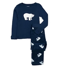 Leveret Kids Cotton Top and Fleece Pants Pajamas, Polar Bear Print, Matching Family Christmas Pajamas
