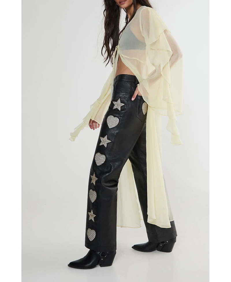 Nasty Gal Women's Leather Patched Pants