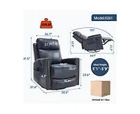 Casainc Genuine Leather Heat Massage Manual Recliner Chair with Rocker and Swivel