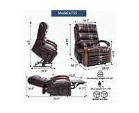 Casainc Power Leatheraire Lift Recliner Chair Dual Motor Infinite Position Up to 350 Lbs with Solid Wood Armrests, Heat Massage and Heavy Duty Motion