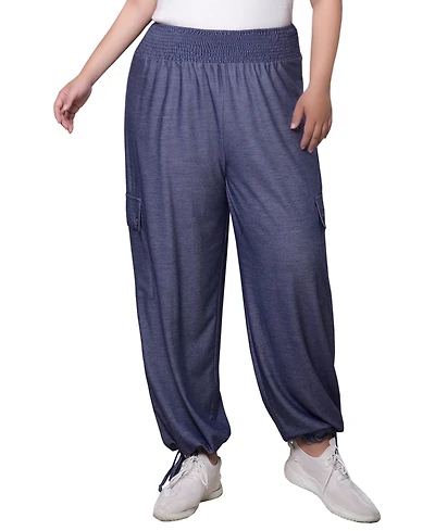 Ny Collection Plus Smocked Waist Harem Pull On Pants