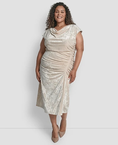 Dkny Plus Bungee Cord Ruched Midi Dress