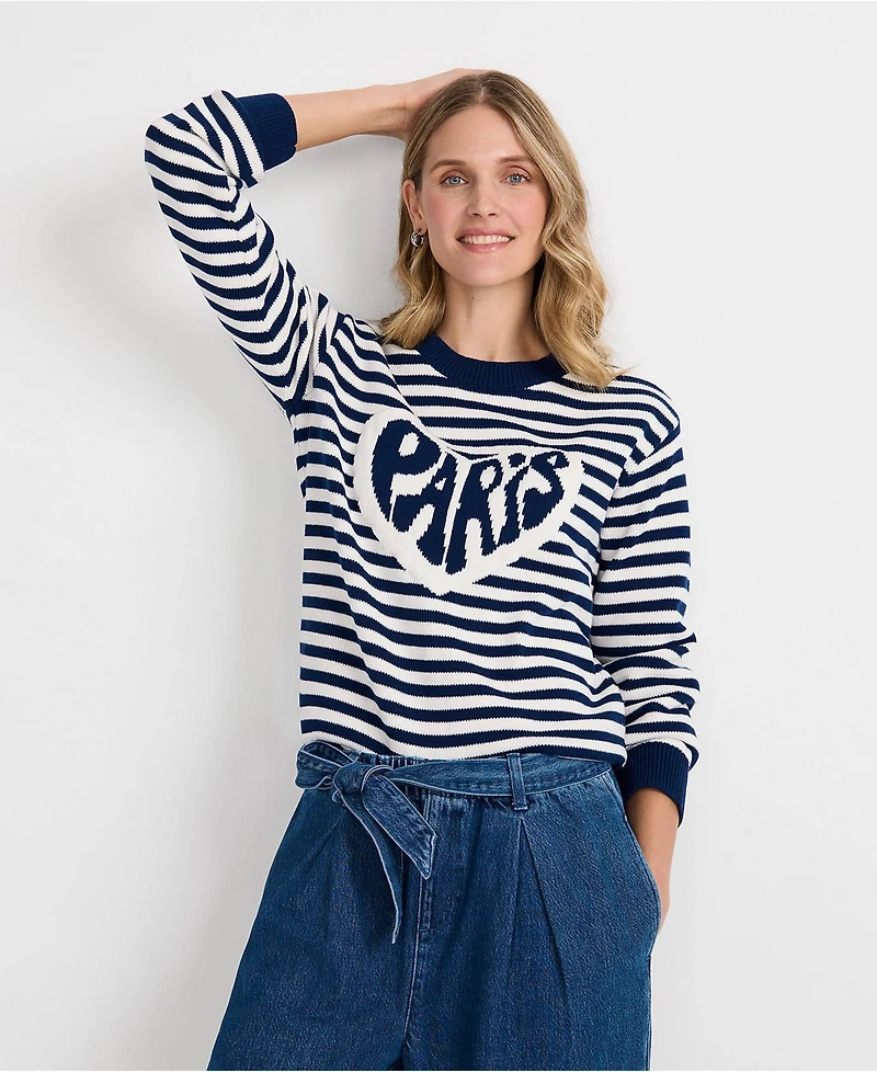 Lands' End Women's Drifter Jacquard Crew Neck Sweater