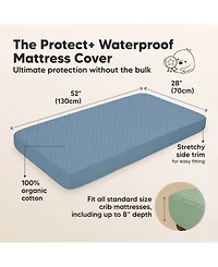 KeaBabies 2-Pack Protect+ Waterproof Crib Mattress Protector Covers, Quin Quilted Cotton Baby Topper, Toddler Sheets