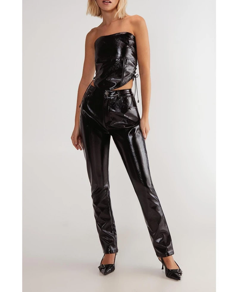 Nasty Gal Women's Distressed High Waisted Vinyl Pants
