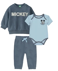 Disney Baby Boys 3-Piece Mickey Print Sweater, Bodysuit and Pants Set