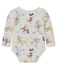 Disney Baby Boys 3-Pack Mickey Mouse Printed Long Sleeve Bodysuit Set
