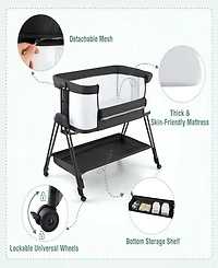 Gouun Boys Portable Bedside Sleeper with 7 Adjustable Heights